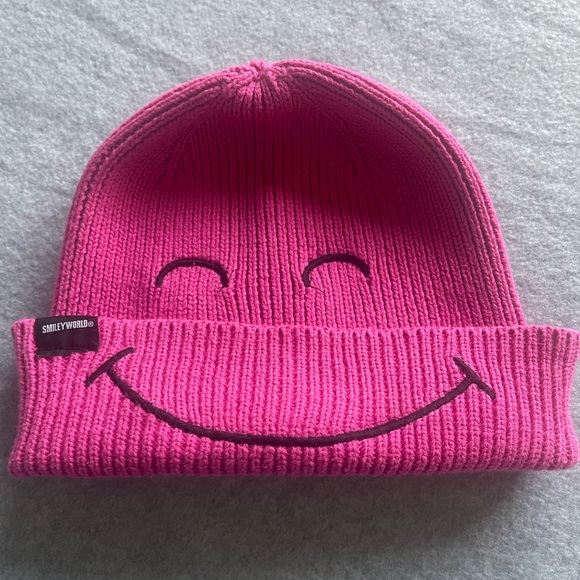GAP Other - GAP Pink Knit Beanie Hat with Smiley Face